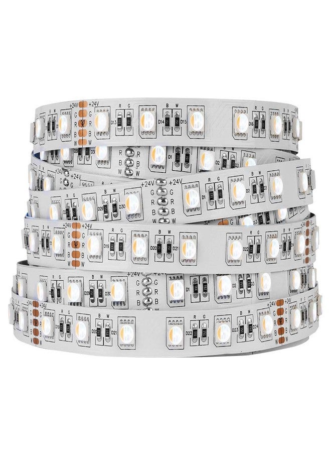 BTF-LIGHTING شريط إضاءة LED من BTF-LIGHTING طراز 5050 RGBW RGB+ أبيض دافئ (2700-3000 كلفن) بأربعة ألوان في شريط واحد، يعمل بجهد 24 فولت تيار مستمر، طوله 5 أمتار (16.4 قدم)، كثافته 60 مصباح LED/متر، متعدد الألوان، مقاوم للماء والغبار IP30، أبيض، بقطر لوحة دوائر مطبوعة 12 مم، مناسب لغرف النوم والمطابخ والديكور المنزلي (بدون محول أو وحدة تحكم). - Image 1